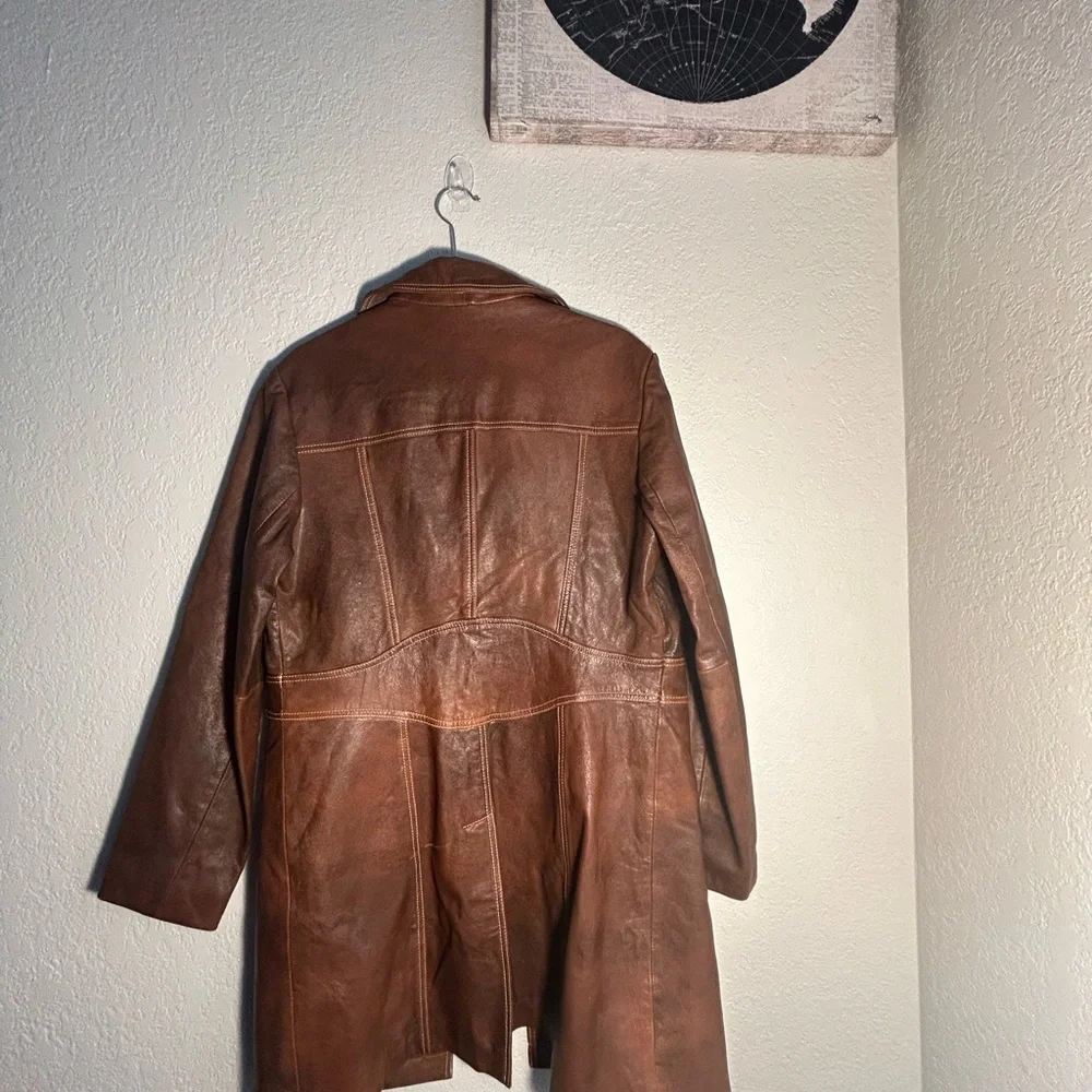 Wilson’s Leather Maxima Chocolate Trench Coat Size Medium